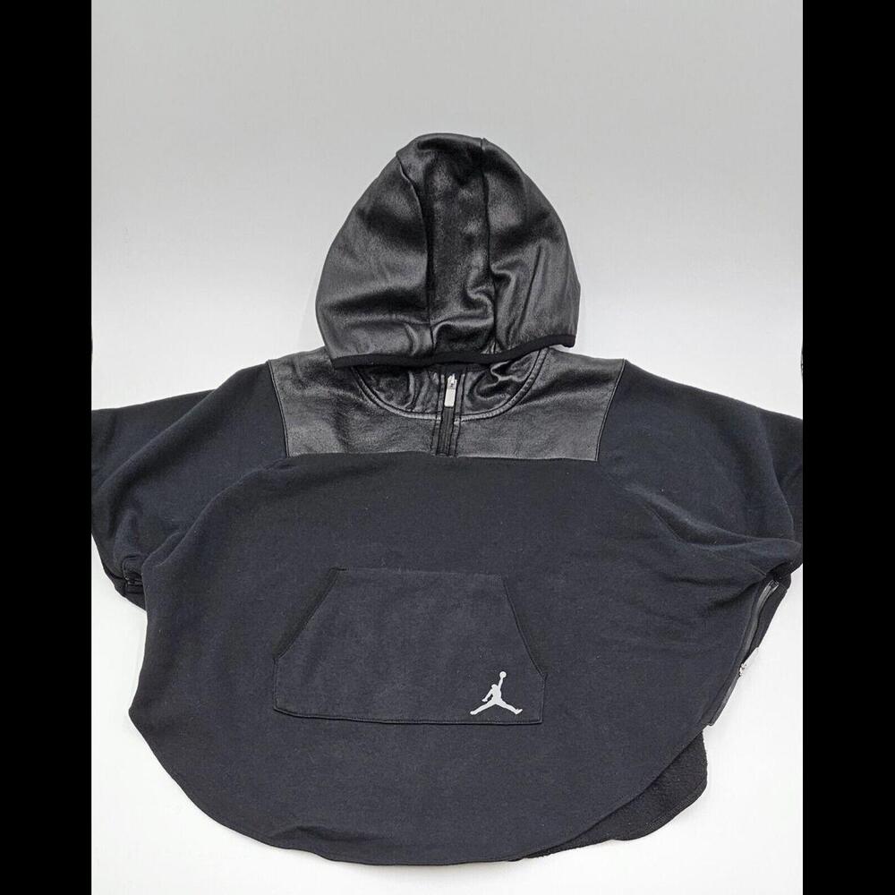 NIKE AIR JORDAN Black Hooded Cape Poncho Girls Athletic Hoodie-Large